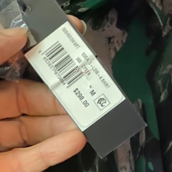 NWT Diesel C-Lois-A Contrast Plaid Georgette Sheer Long Sleeve Shirt Green Sz M - Picture 5 of 5